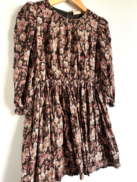 En•fant Brown and Pink Floral Dress • 5-6 years