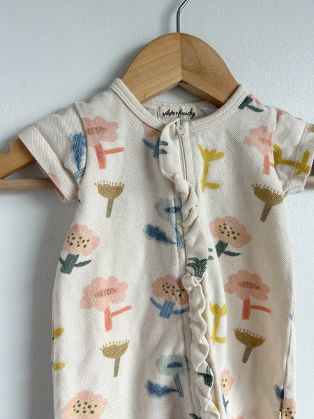 Wilson and Frency Textured Short Sleeve Floral Ruffle Romper • 3-6 months