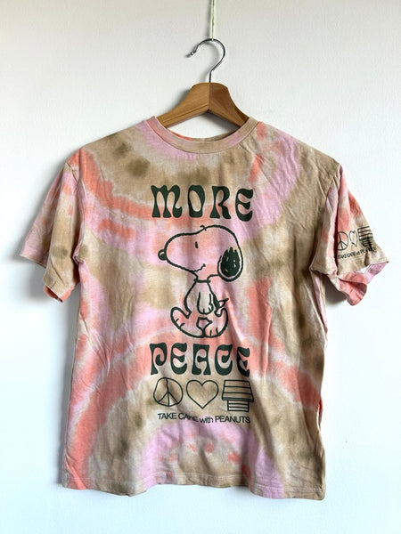 H&M x Peanuts Pink and Brown Tie Dye Snoopy T-Shirt • 10-12 years