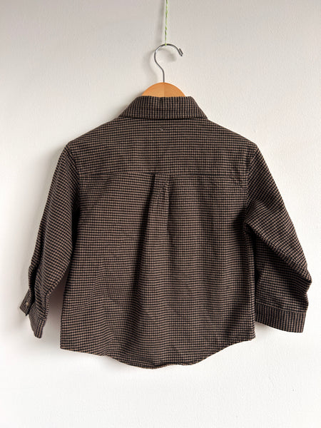 Zara Cotton Brown Tiny Gingham Shacket • 4 years