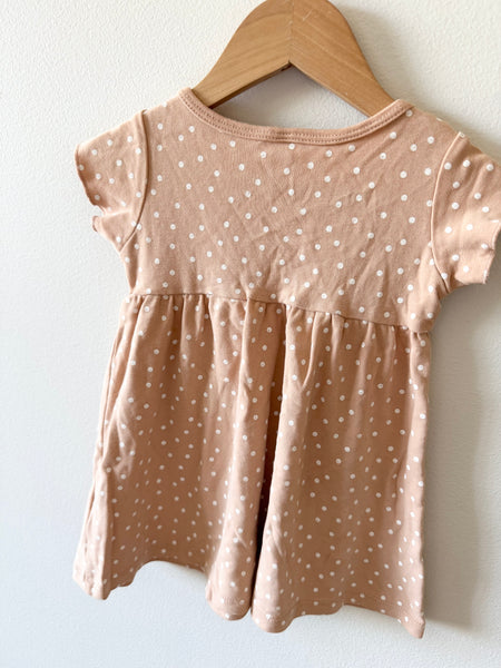 Quincy Mae Peach Polka Dot Short Sleeve Dress • 18-24 months