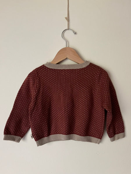 Wheat Red Button Cardigan • 12-18 months