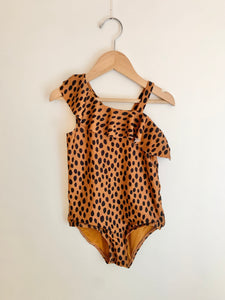 H&M Leopard One Shoulder Swim Suit • 4-6 years