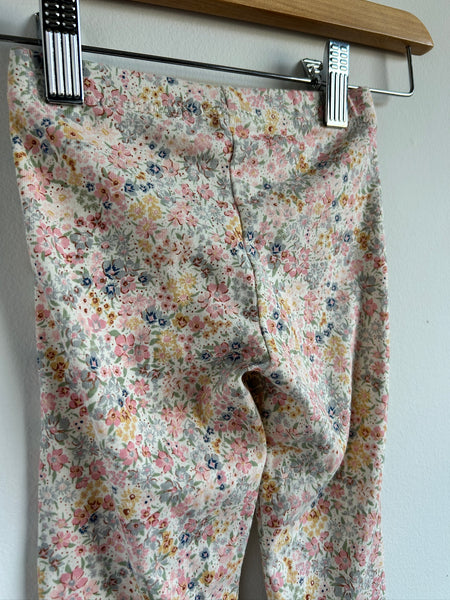 Wheat Pink and Blue Floral Leggings • 5 years