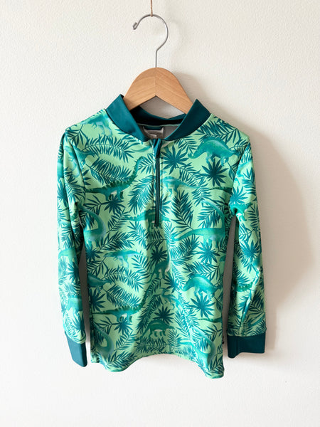 Honeysuckle Dino Green Rashguard Top • 6-7 years