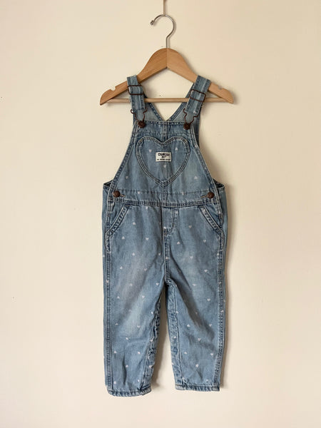 OshKosh Denim Overalls with Hearts • 2-3 years