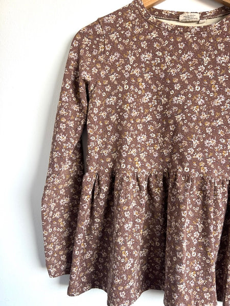 Wheat Brown Floral Peplum Top • 11-13 years