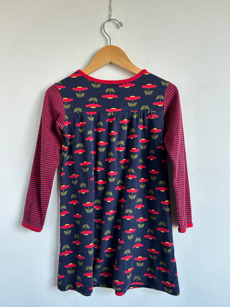Hanna Andersson Floral Dress with Striped Long Sleeves • 4-5 years (110cm)