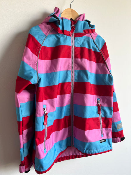 Villvervalla Pink, Blue, Red Striped Rainjacket • 9-10 years (134cm)