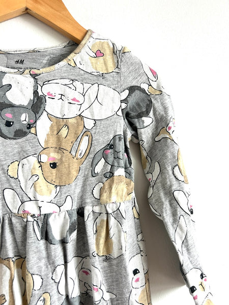 H&M Bunny Long Sleeve Cotton Dress • 5-6 years