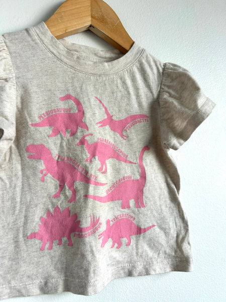 Gap Cream and Pink Dino T-Shirt • 2 years