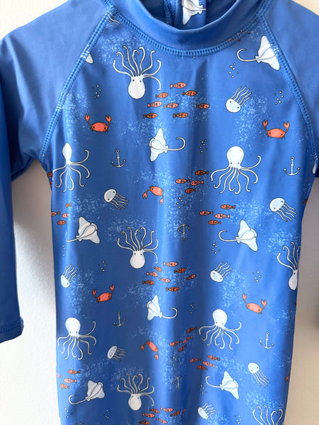 Coco Mango Blue Animals Long Sleeve Rashguard • 12-18 months