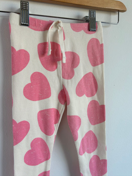 Zara Ribbed Heart Leggings • 2-3 years
