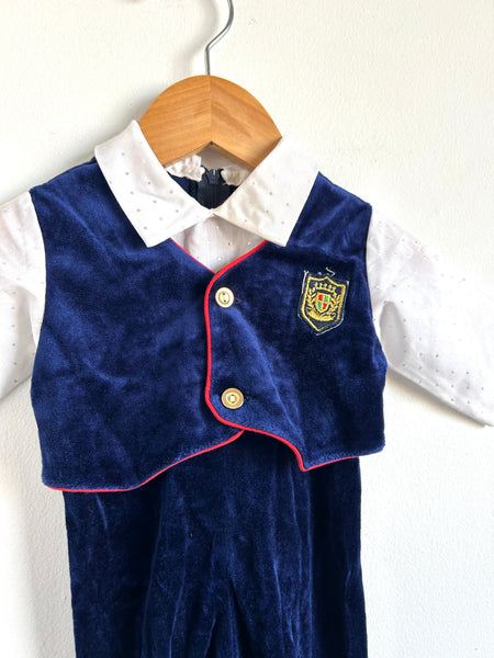 Vintage Claire Bell Velvety Blue Fancy Suit • 3-6 months