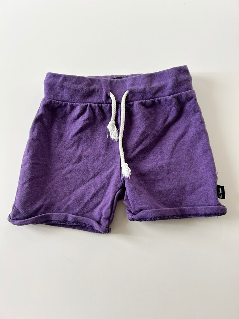 Whistle and Flute Purple Drawstring Shorts • 3-4 years *