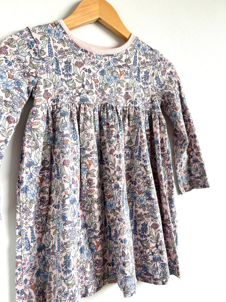 Next Long Sleeve Cotton Woodland Friends Dress • 2-3 years