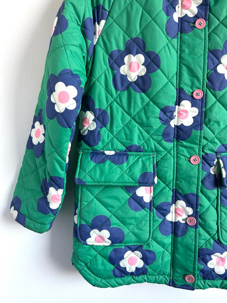 Mini Boden Green Floral Quilted Long Jacket • 9-10 years