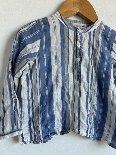 Bonpoint Blue and White Striped Top • 18-24 months