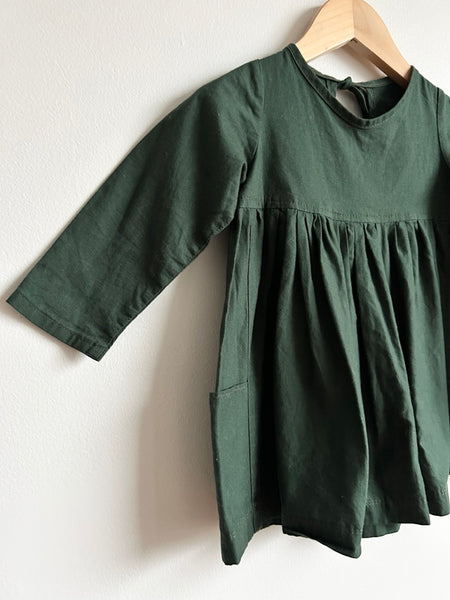 Nest and Nurture Green Long Sleeve Cotton Dress • 2 years