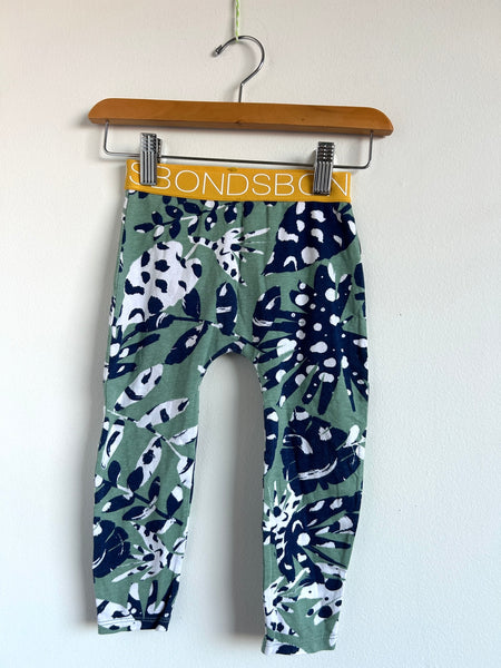 Bonds Blue White and Green Leaf Pants • 18-24 months