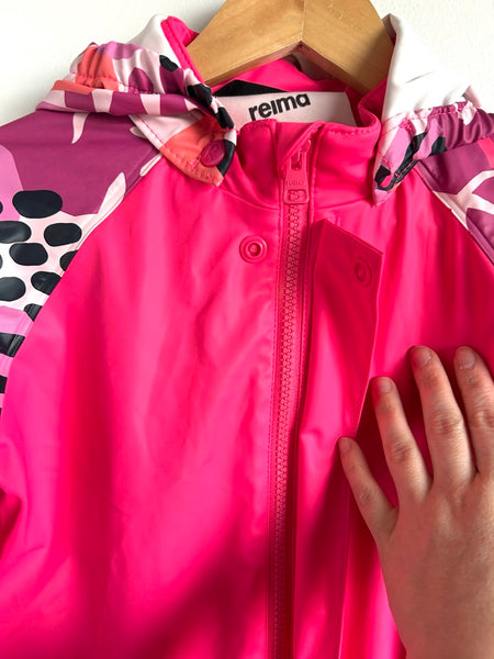 Reima Pink and Patterned Rainsuit • 3-4 years (98cm)