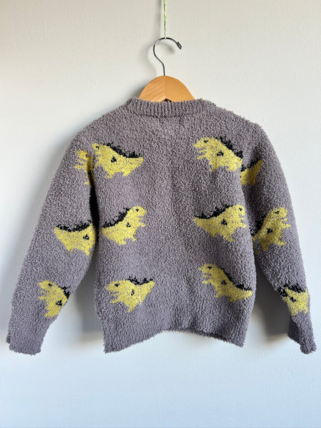Lola and The Boys Fuzzy Grey Dino Sweater • 4-5 years