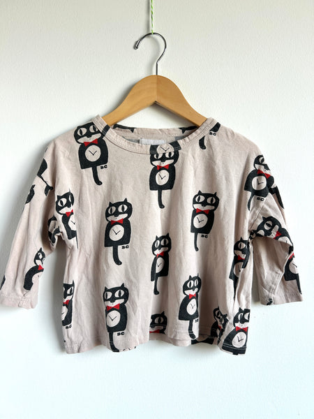 Bobo Choses Cat Clock Long Sleeve Drop Shoulder Top • 2-3 years