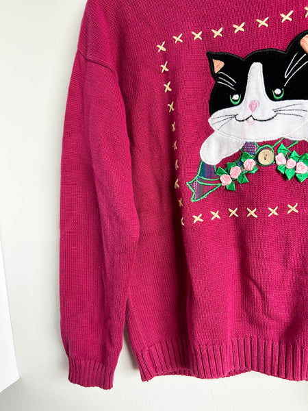 Vintage Northern Getaway Pink Cat Cardigan • 7-10 years (medium)