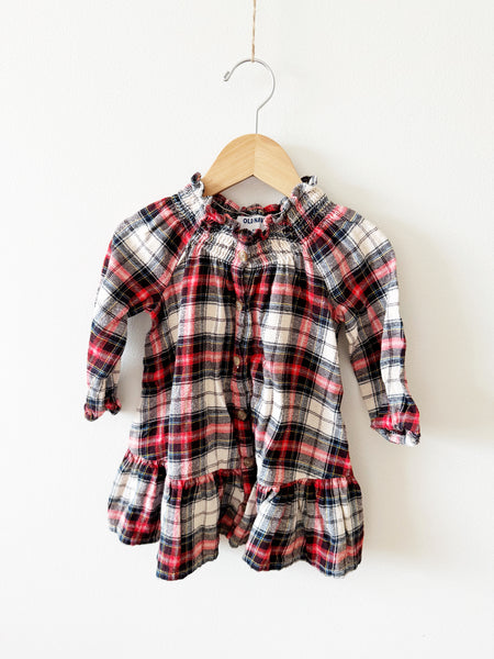 Old Navy Plaid Ruffle Bottom Dress • 18-24 months