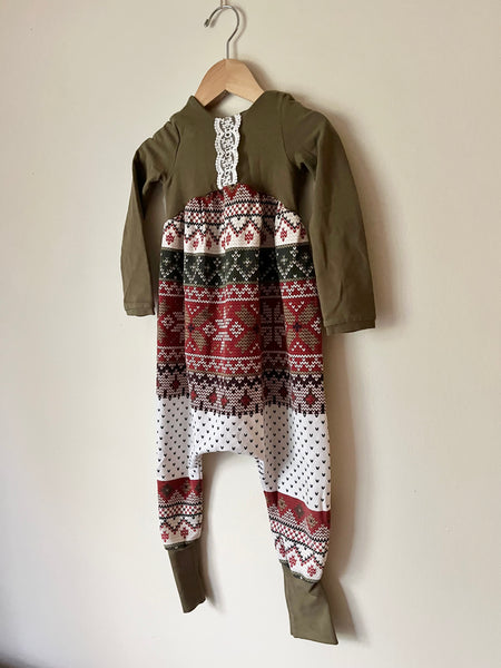Wings and Roots Drop Crotch Christmas Romper • 2 years