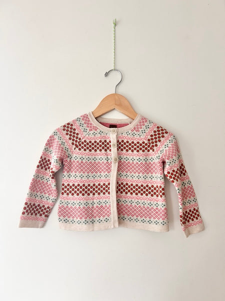 Tea Collection White and Red Patterned Cardigan • 2-3 years *