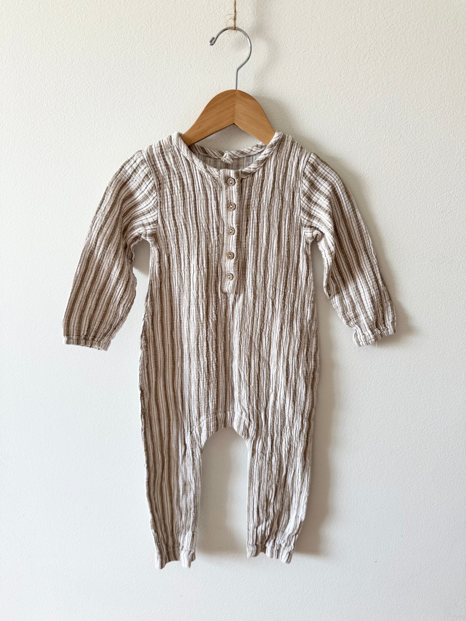 Quincy Mae Striped Long Sleeve Romper • 18-24 months