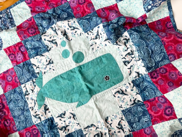 Handmade Whale Quilt • 42" x 42"