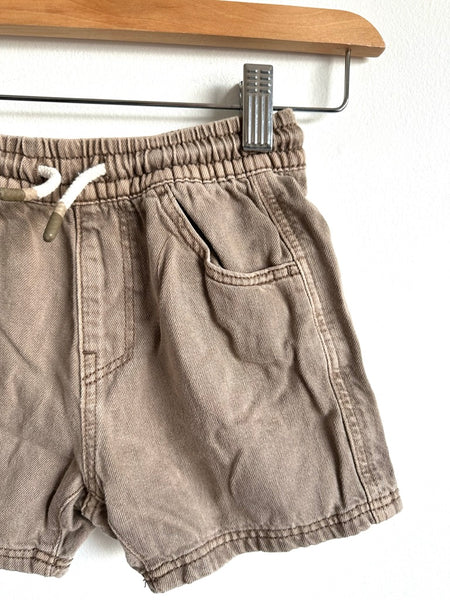 Zara Brown Cotton Canvas Shorts • 4-5 years