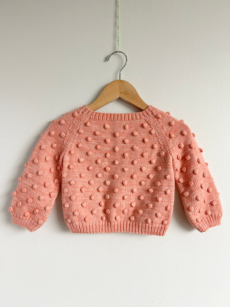 Misha and Puff Grapefruit Pink Merino Popcorn Sweater • 18-24 months