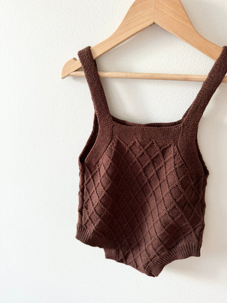 Jamie Kay Brown Knit Bubble Romper • 1 year