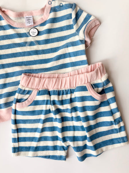 NEW Nordstrom 2pc Striped Terry Shorts Set • 1-2 years