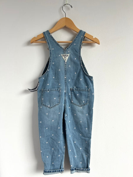 NEW OshKosh Heart Denim Overalls • 2-3 years