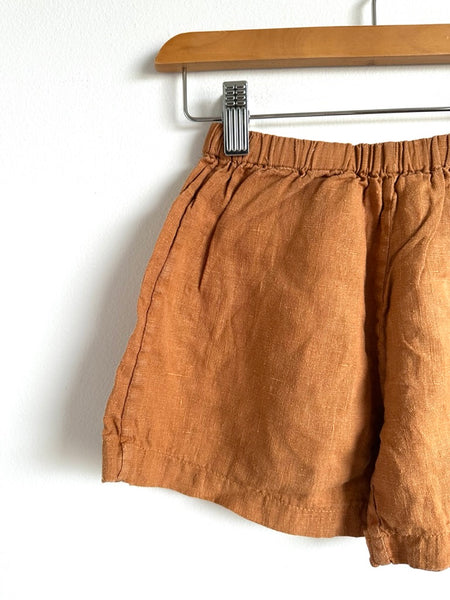 Red Creek Brown Linen Shorts • 5-6 years