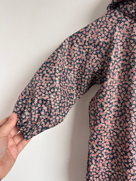Wheat Pink and Blue Floral Rubberized Rainsuit • 18-24 months