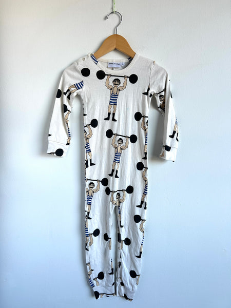 Mini Rodini Strong Man White Romper • 2 years