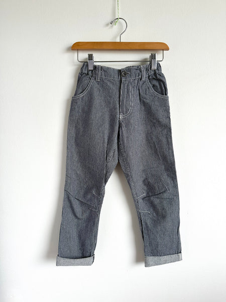 Wheat Blue Railroad Stripe Pants with Adjustable Waist • 8 years