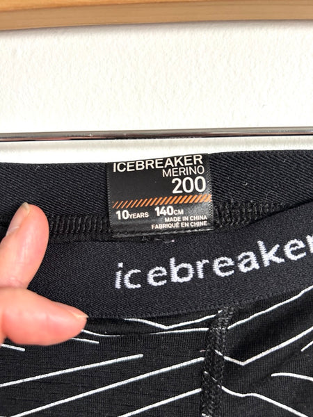 Icebreaker Merino Wool Black Leggings • 9-10 years
