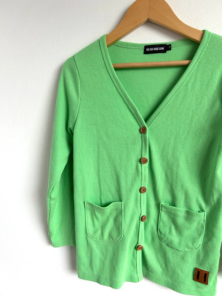 Beau Hudson Bright Green Ribbed Cardigan • 7 years