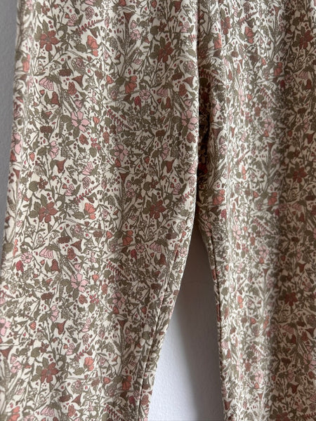 Wheat Green Floral Leggings • 5-6 years