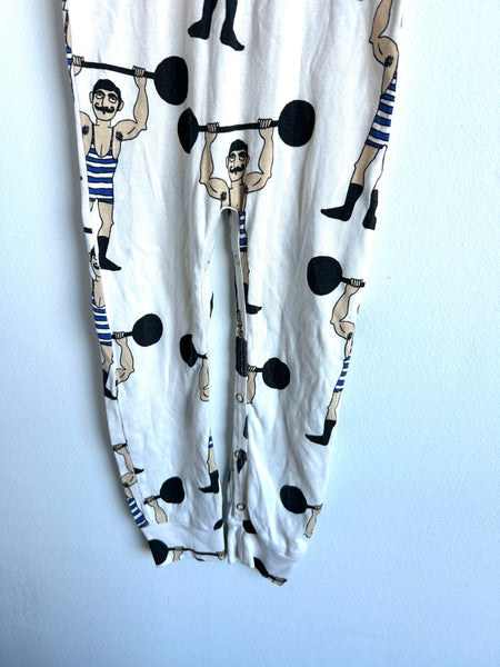 Mini Rodini Strong Man White Romper • 2 years