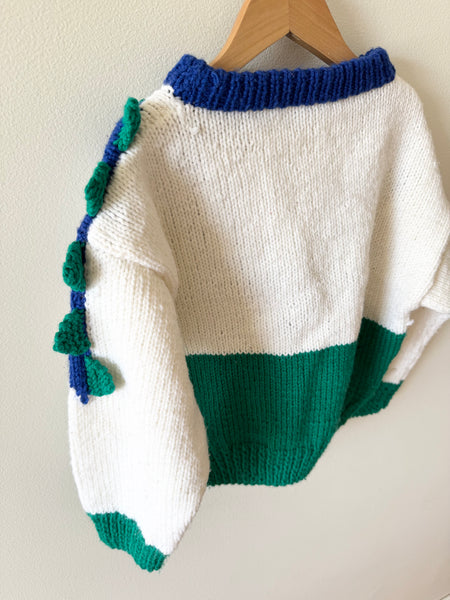 Vintage Handknit Dinosaur Sweater • 2-5 years