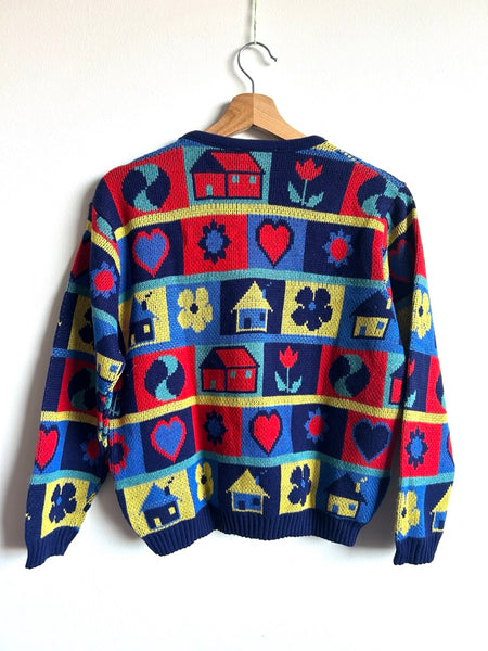 Vintage HG Kids Houses Colourful Sweater • 8-11 years