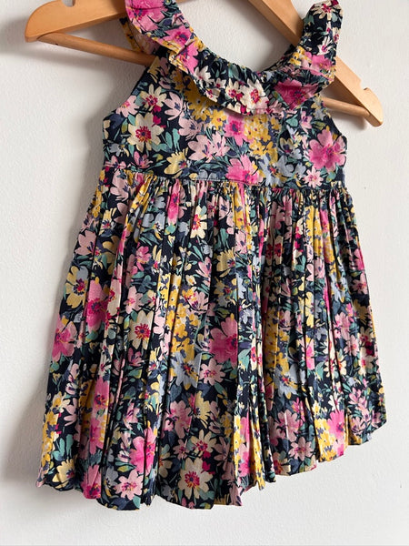 Gap Blue Floral Tank Dress with Collar • 12-18 months