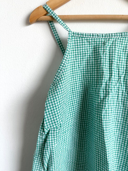 Kindly Gingham Teal and White Cotton Tank Dress • 18 months - 3 years